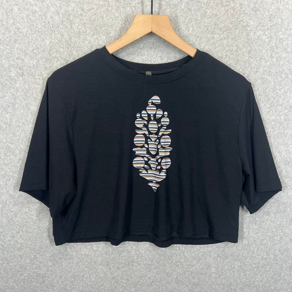 Free People Tops - Free People FP Movement Crop Top Womens XS Black Graphic Activewear EUC